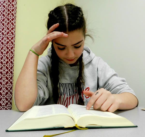 student reading